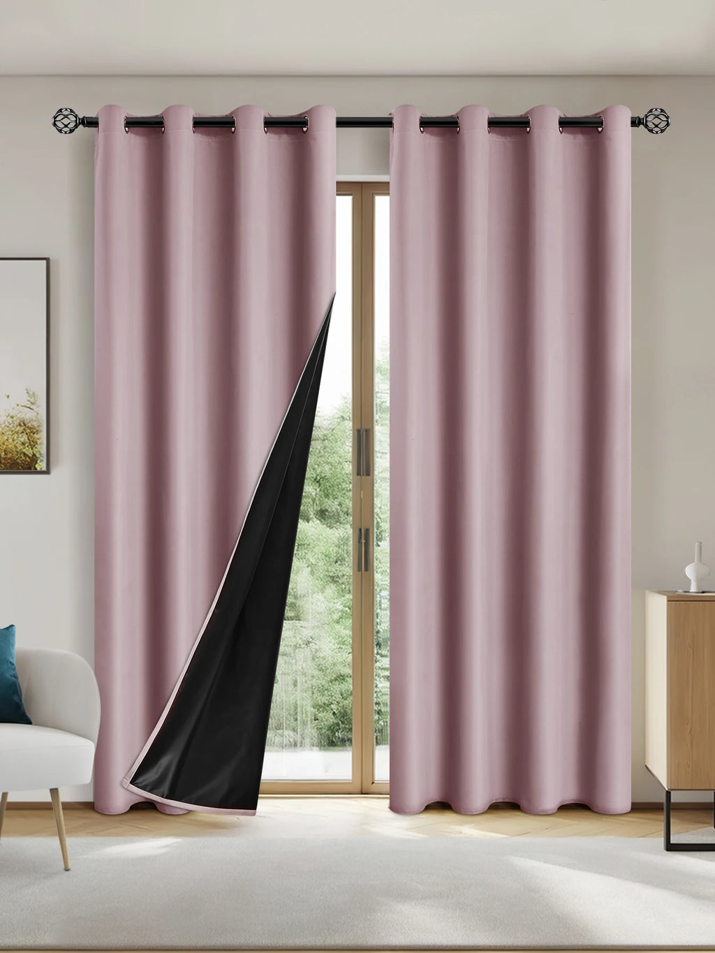 1pc Solid Color Full  Blackout curtains