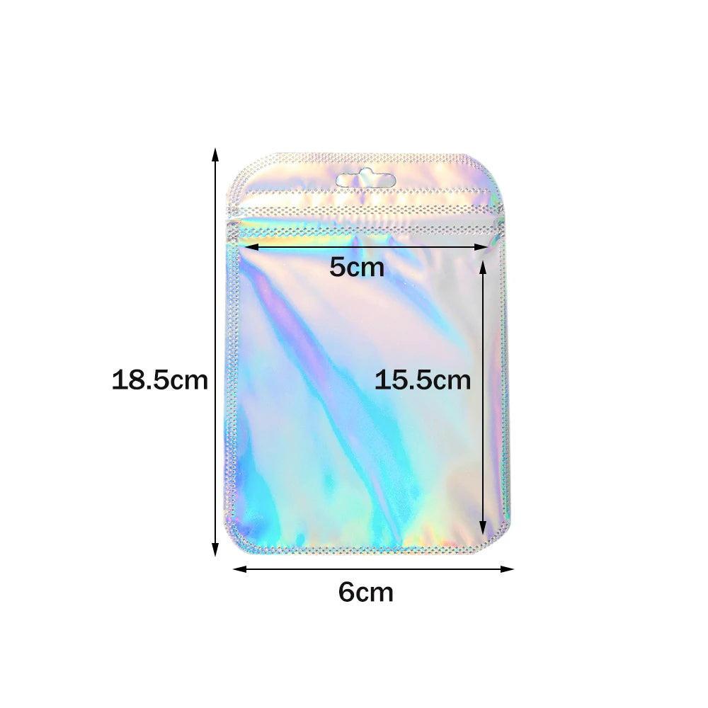 50pcs Holographic Zipper Small Food Storage