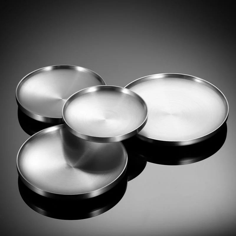 Thick Stainless Steel Round Dinner Plate
