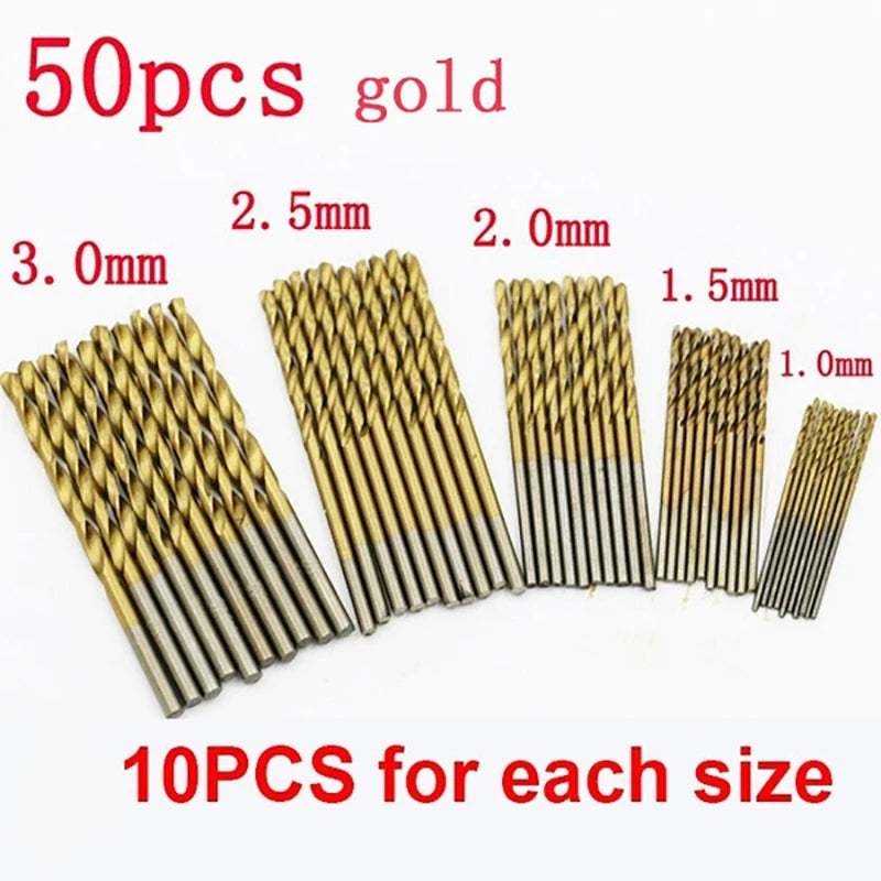 100/50Pcs Titanium Coated Drill Bits