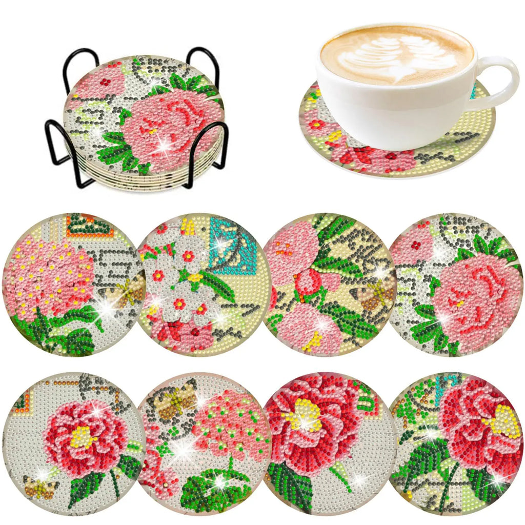 8pcs Diamond Coasters/ Holder Kits