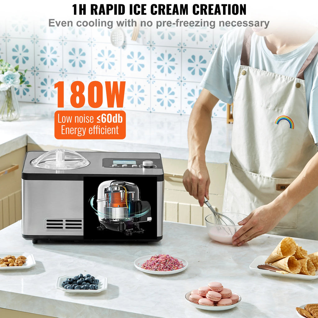 Ice Cream Maker  2 Quart No Pre-freezing