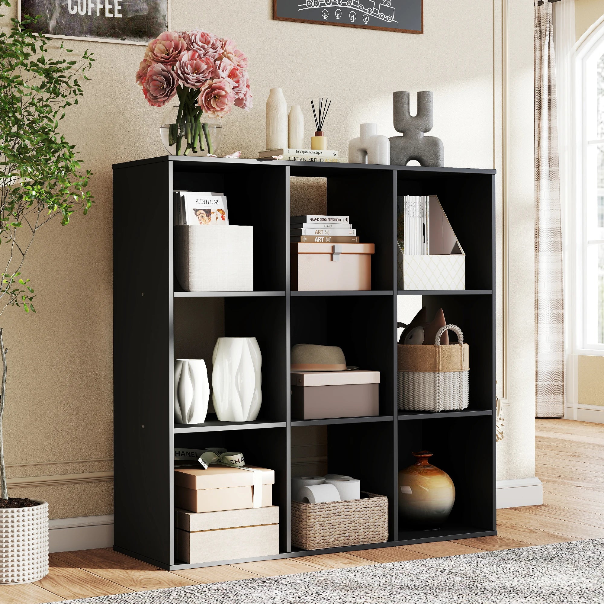 9 Cube Storage Wooden Shelf
