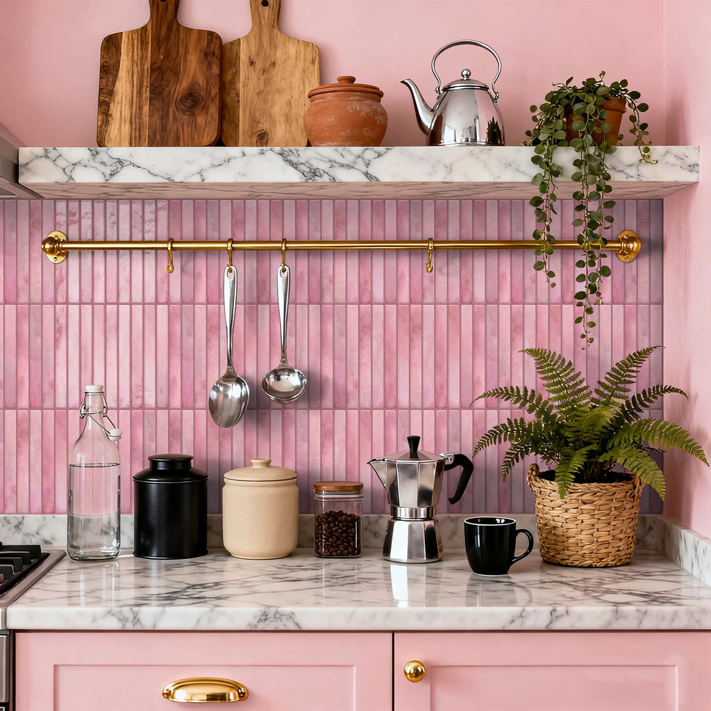 Self adhesive pink wall tiles