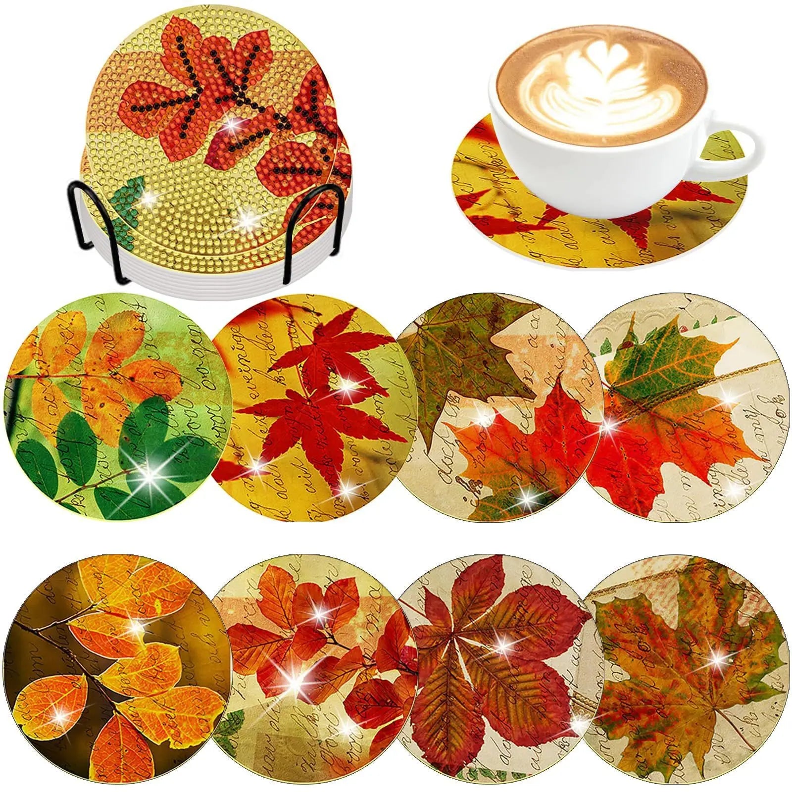 8pcs Diamond Coasters/ Holder Kits
