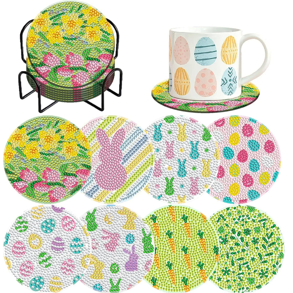 8pcs Diamond Coasters/ Holder Kits