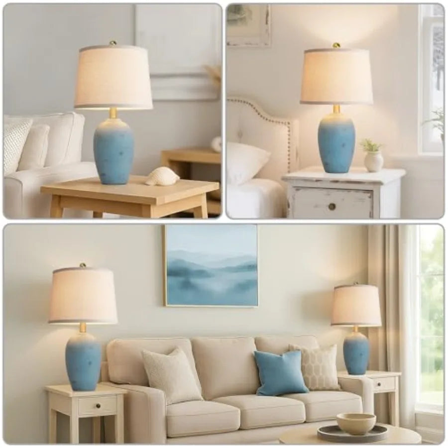 21'' (2) Coastal Ceramic Lamps
