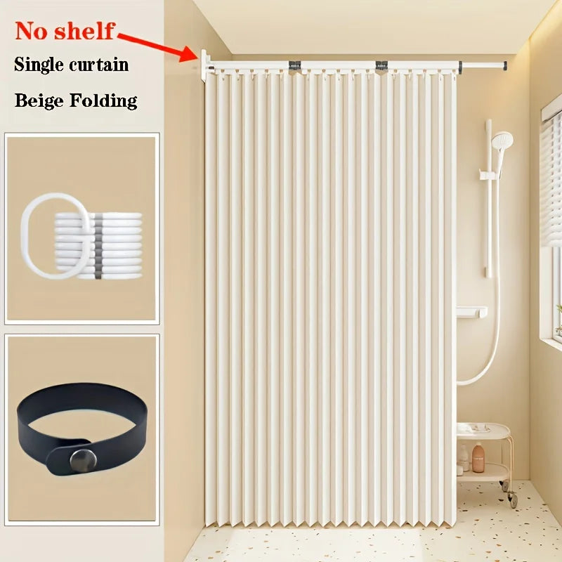 Foldable Shower Curtain / Hooks, Ties