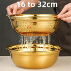 Round Golden Stainless Steel Colander