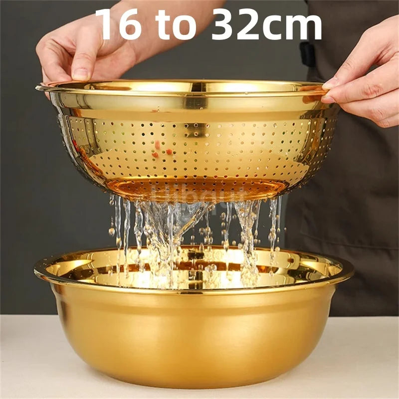 Round Golden Stainless Steel Colander
