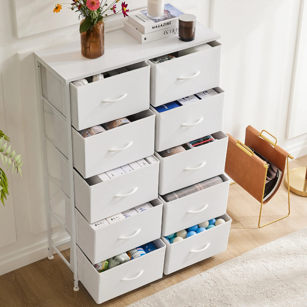 5/7/10 White Fabric Drawers Cabinet