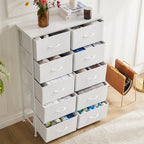 5/7/10 White Fabric Drawers Cabinet