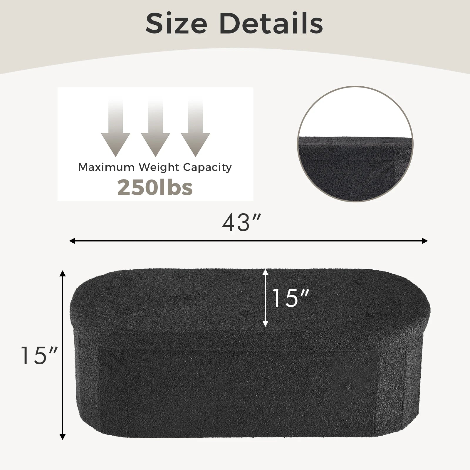 30/43IN Folding Storage Ottoman Bench