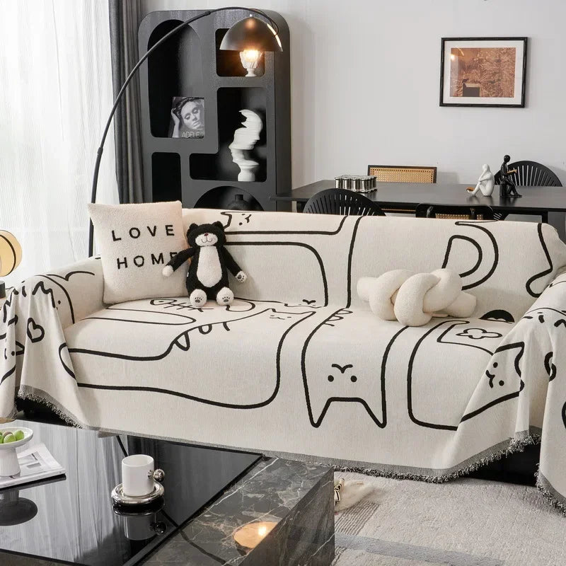 Chenille Anti-cat Scratch Sofa Cover Blanket