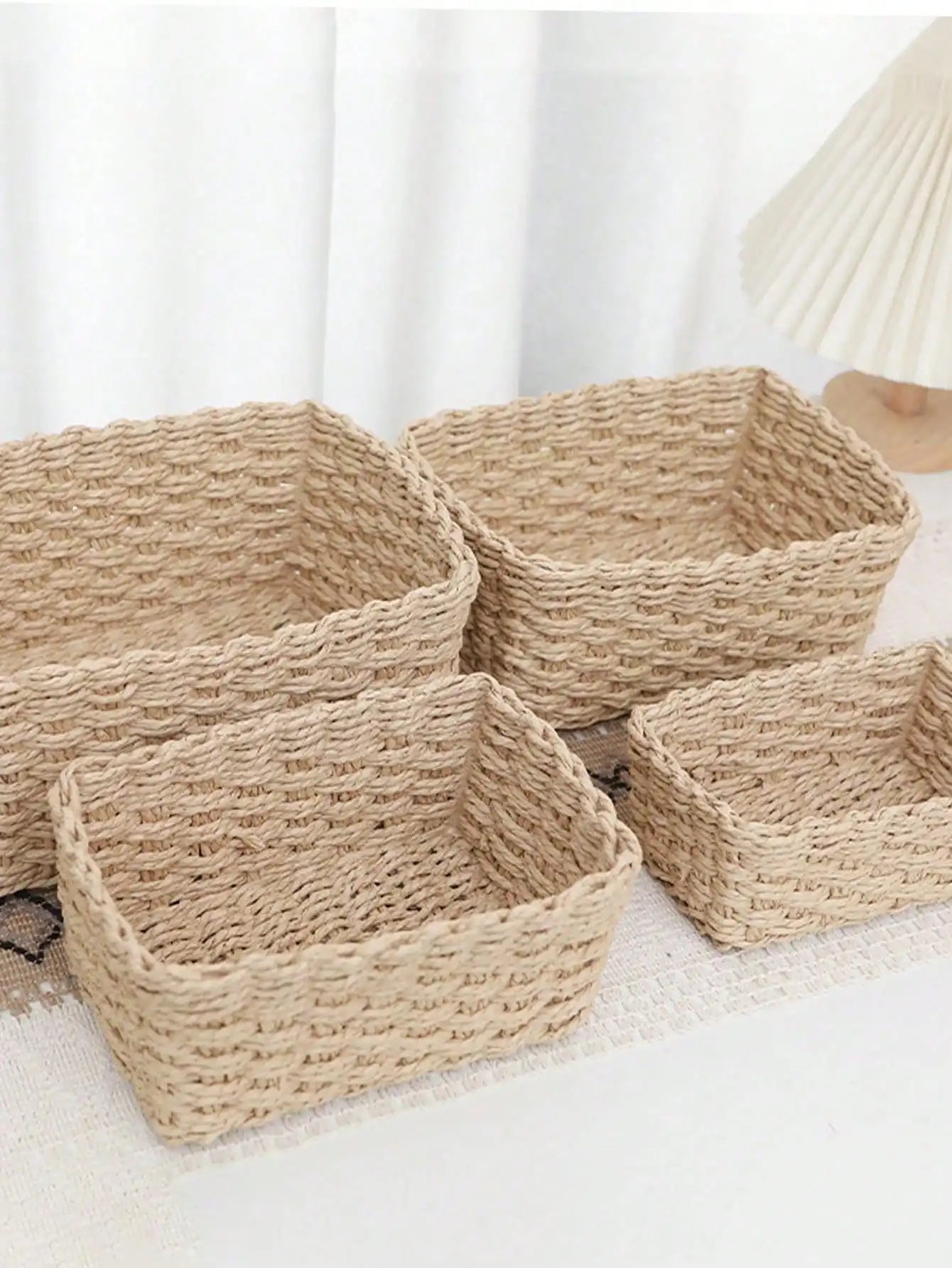 1/3PCS Handmade Seagrass Rattan Storage Basket