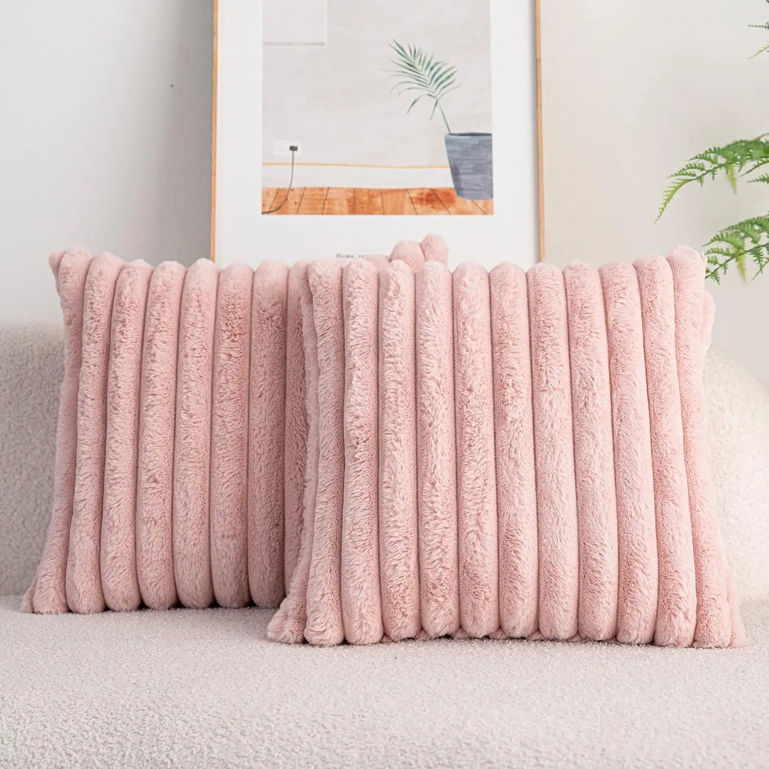 Faux Rabbit Fur Pillow Cover