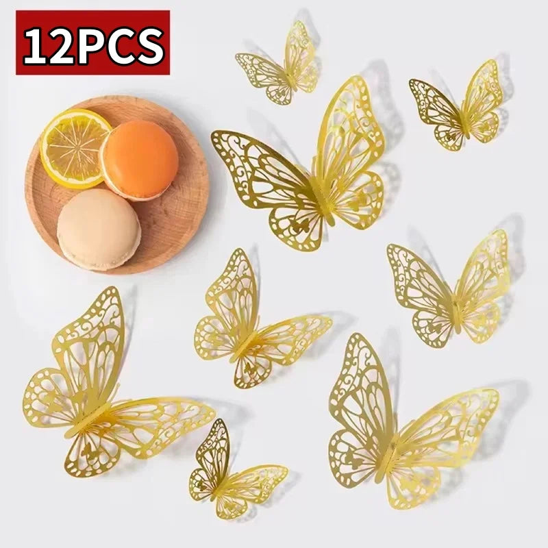 12/48Pcs 3D Butterfly  Wall Sticker