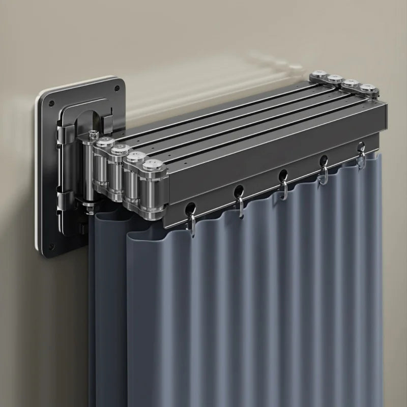 Folding Rod Shower Curtain Set