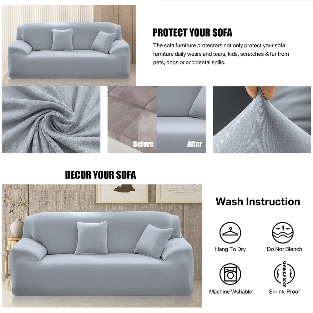 Solid Color Sofa Covers, Elastic