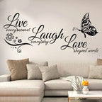 Live, Laugh, Love, Butterfly, Flower, Wall Art Sticker