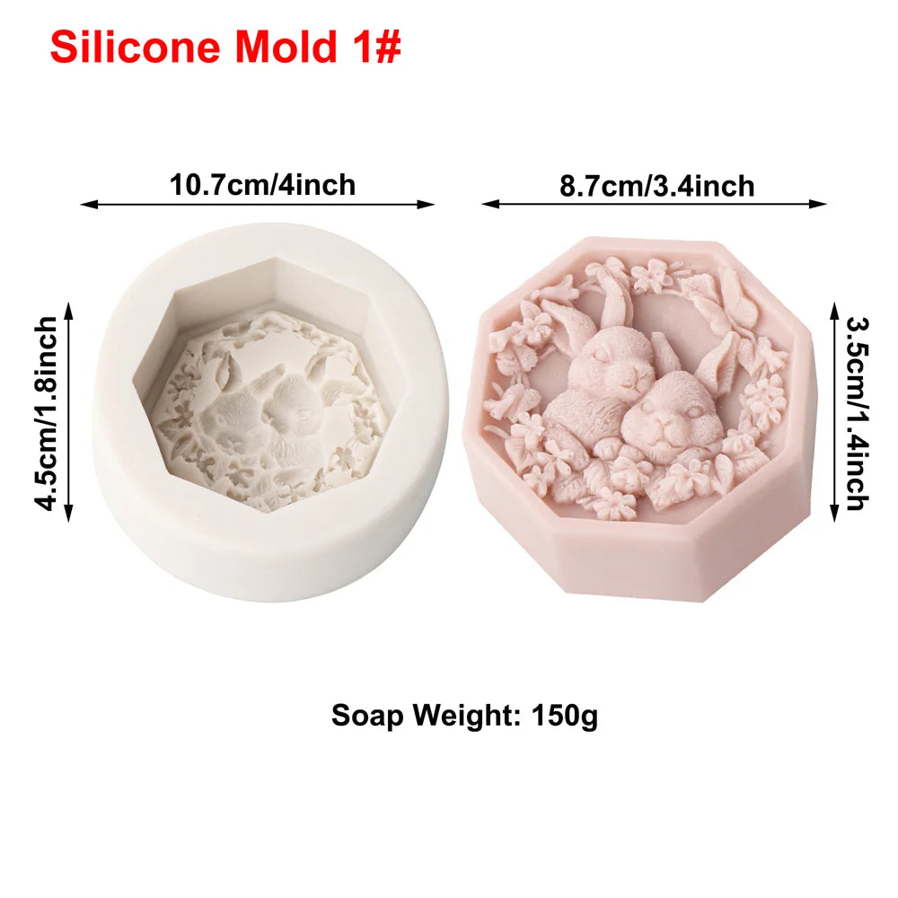Rabbit Silicone Mold Bunny with Flower