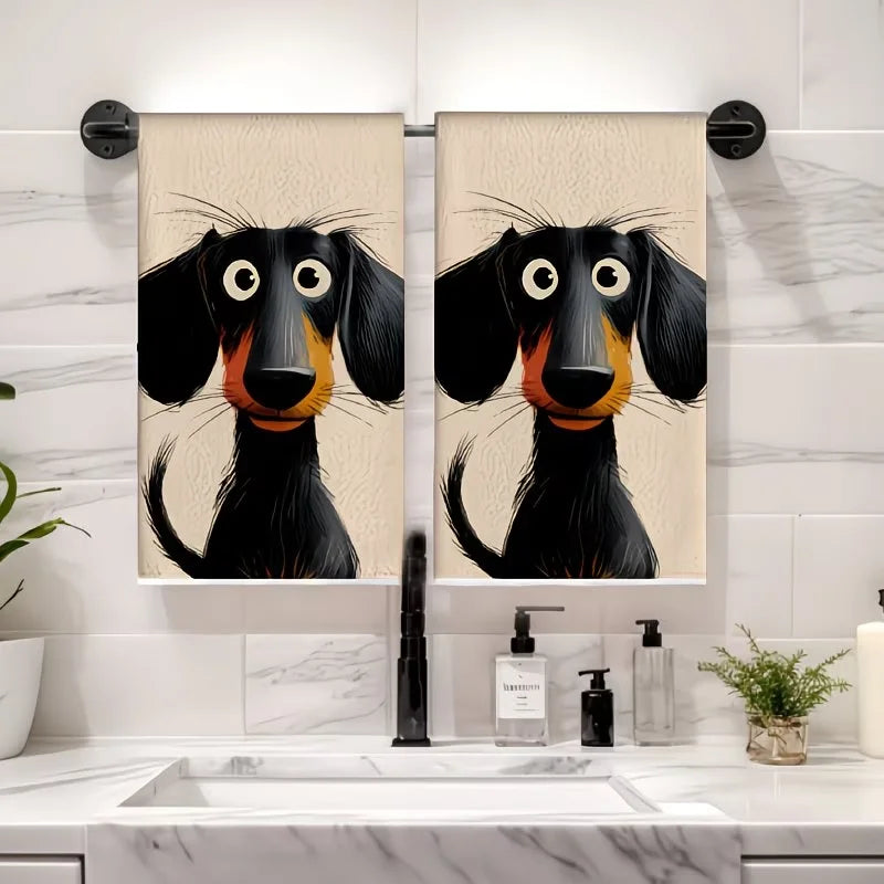 2-Pack Black Puppy Kitchen Towels