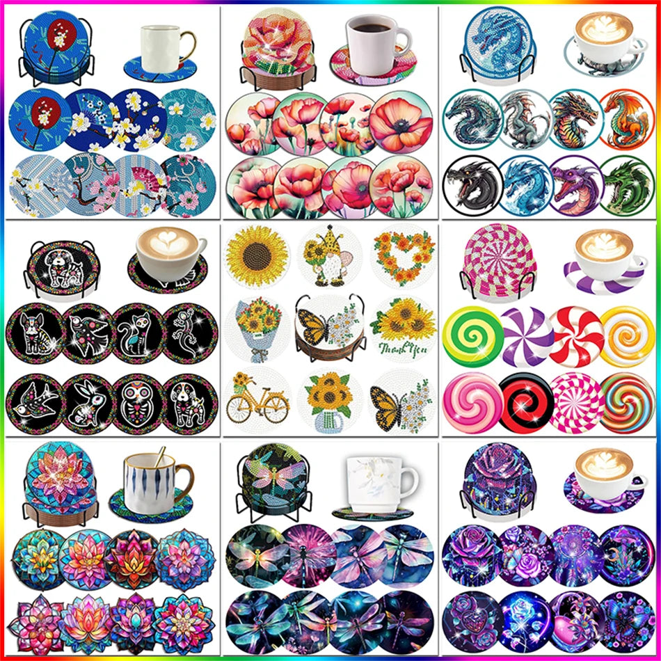 8pcs/Set  Diamond Painting Coasters / Holder