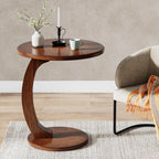 Round End, Wood C-Shaped Side Table