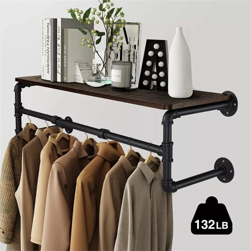 Detachable Wall Mounted Clothes Rack Black Iron