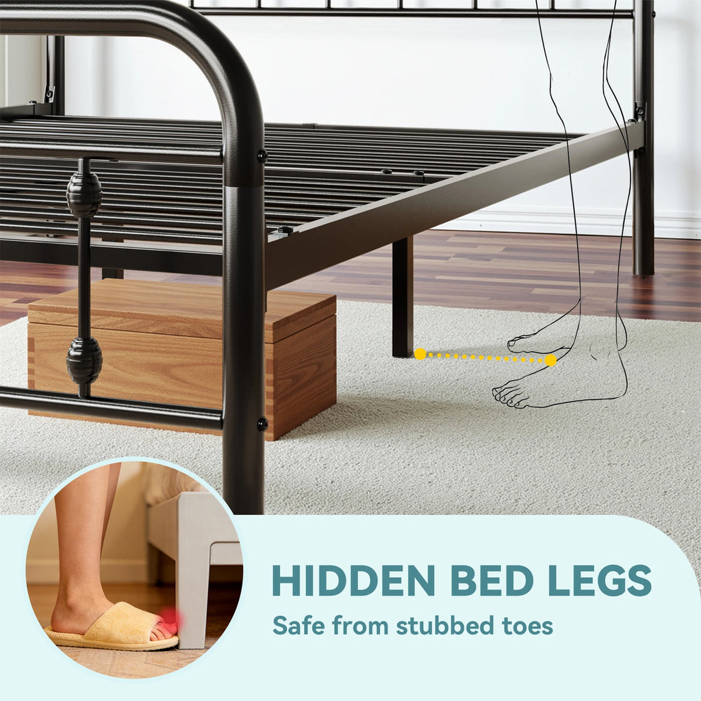 HOOMIC Metal Bed Frame With Iron Headboard/Footboard,