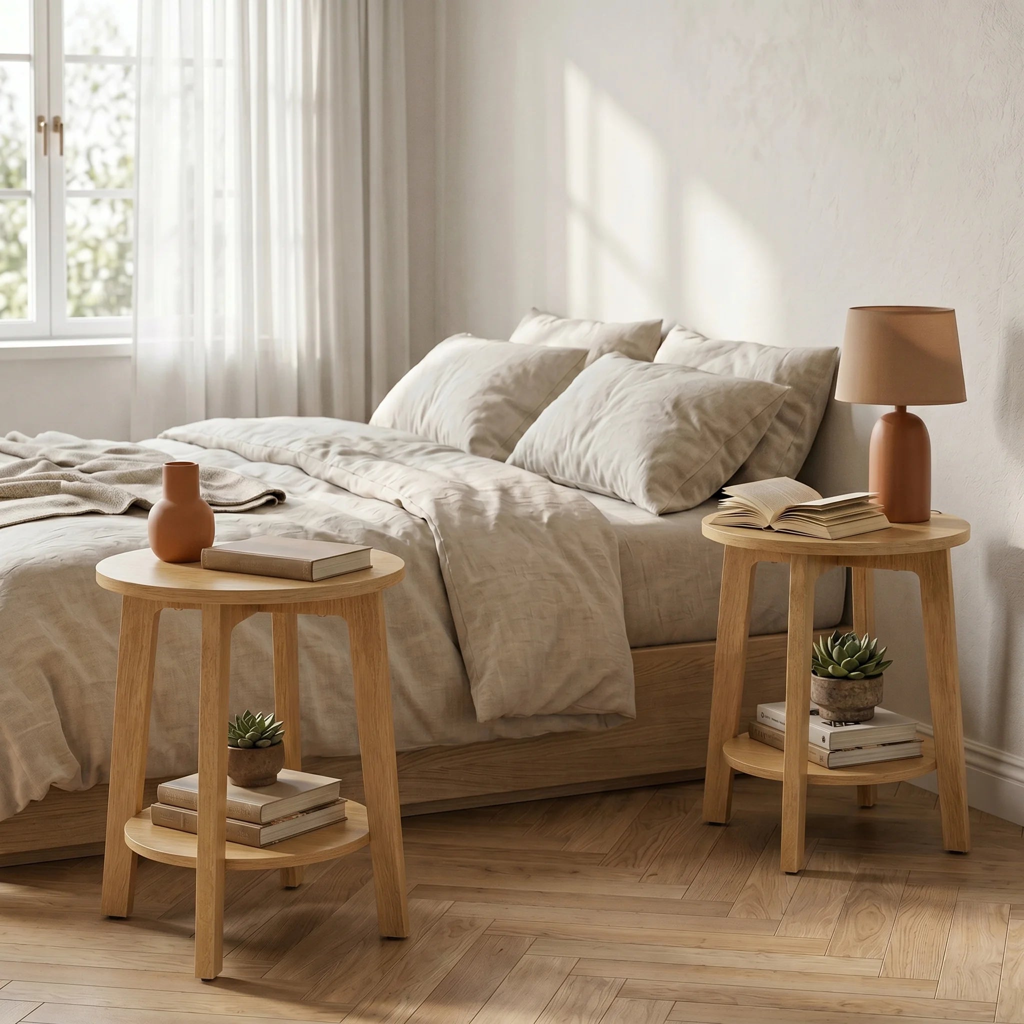 Wood Round Side Coffee Table