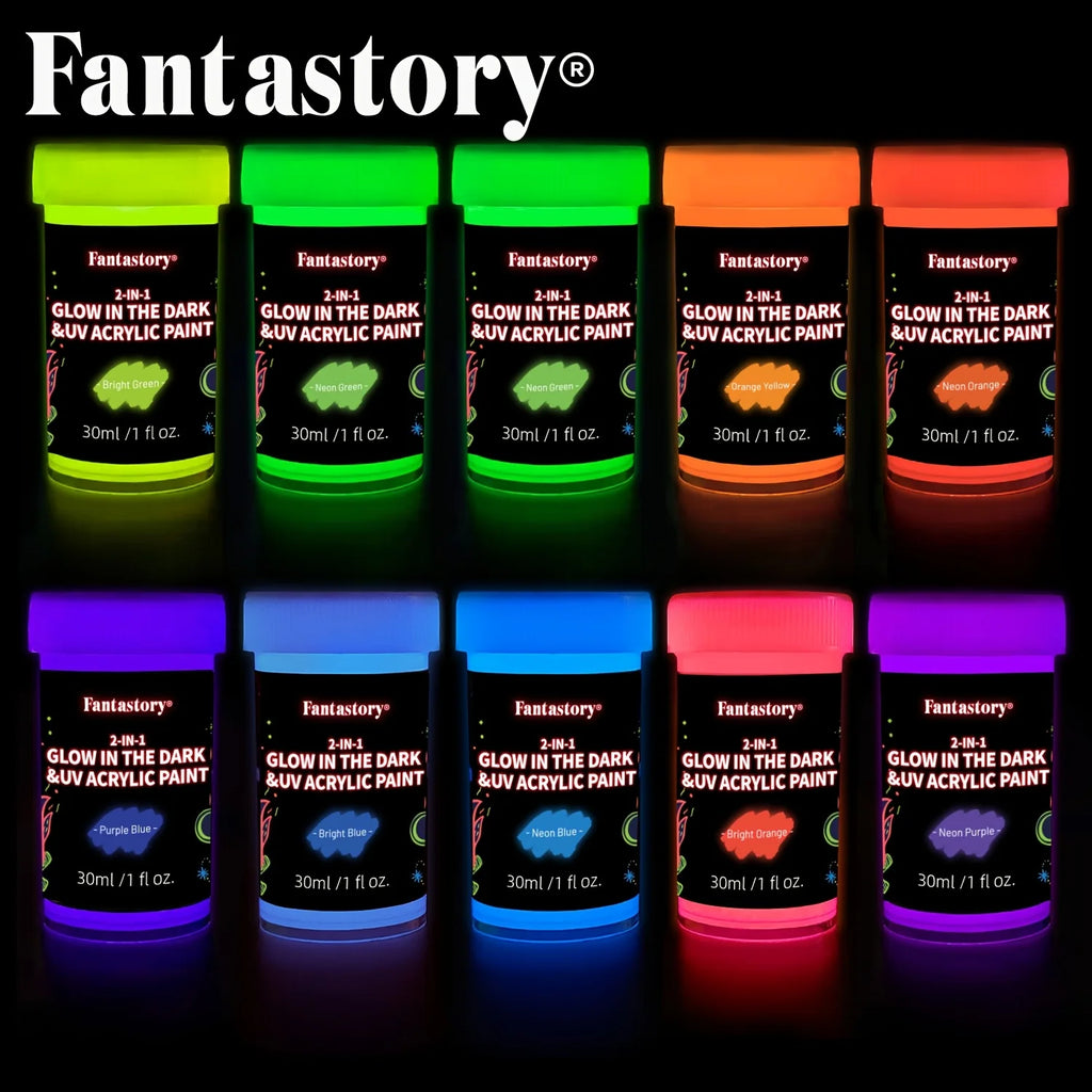 Acrylic Paint Set, 10 Neon / Glow in the Dark