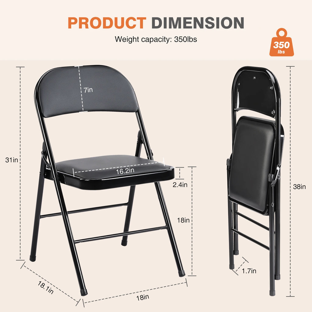2 Leather Padded Folding  Chairs