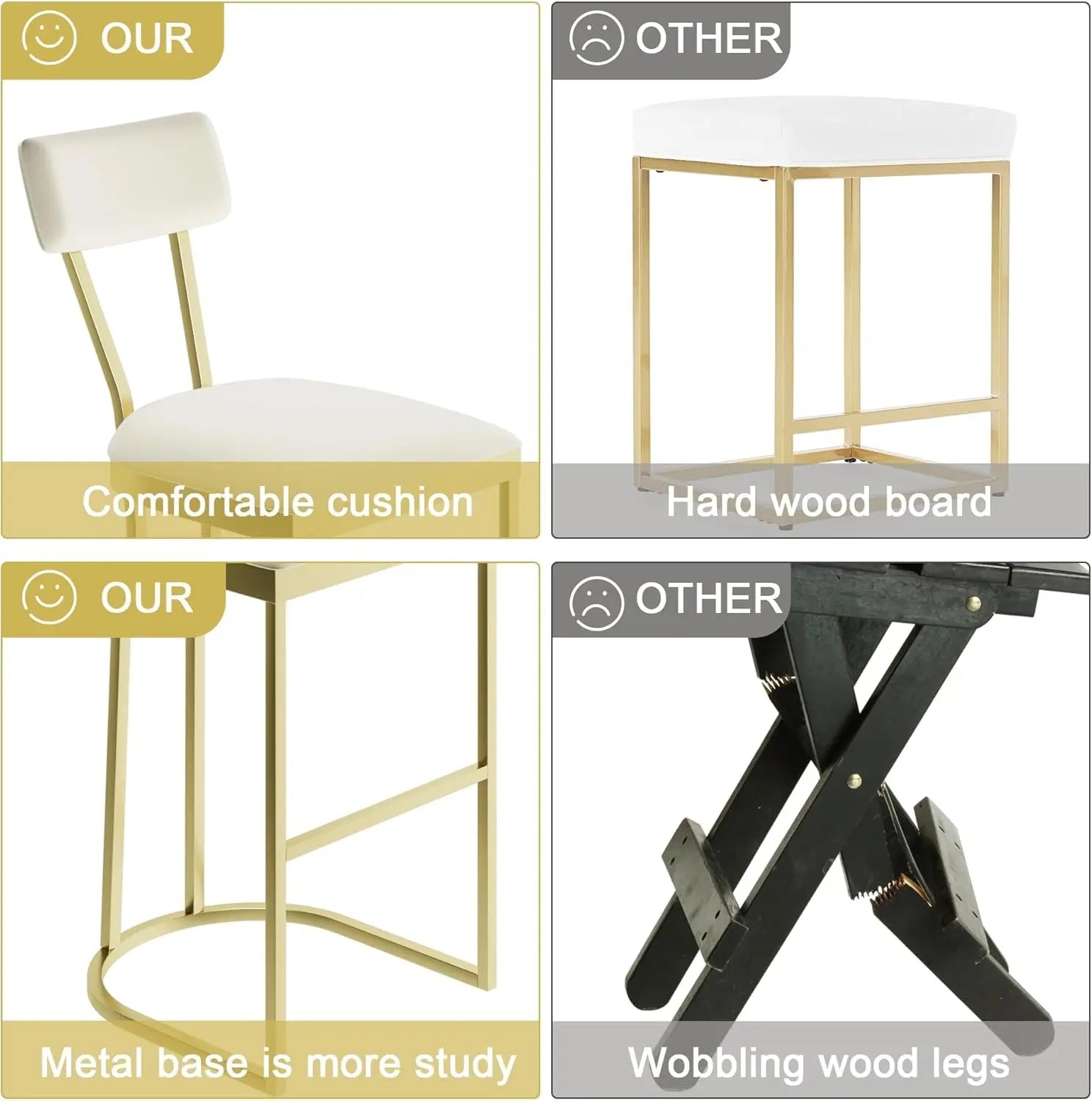 2Pcs Counter Height Bar Stools Set