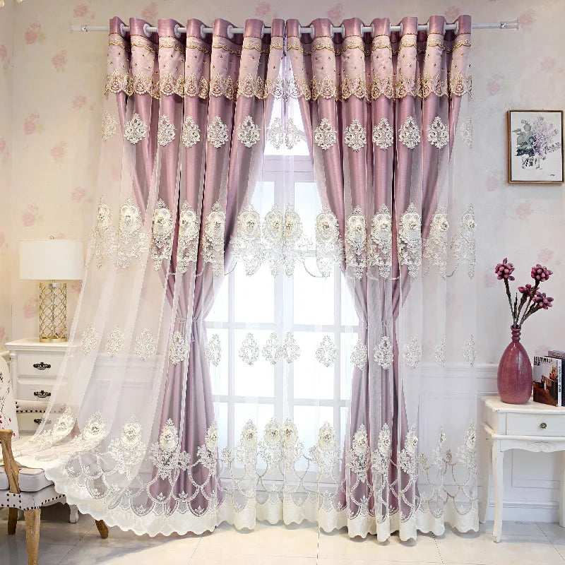 Elegant Double-Layer Curtains