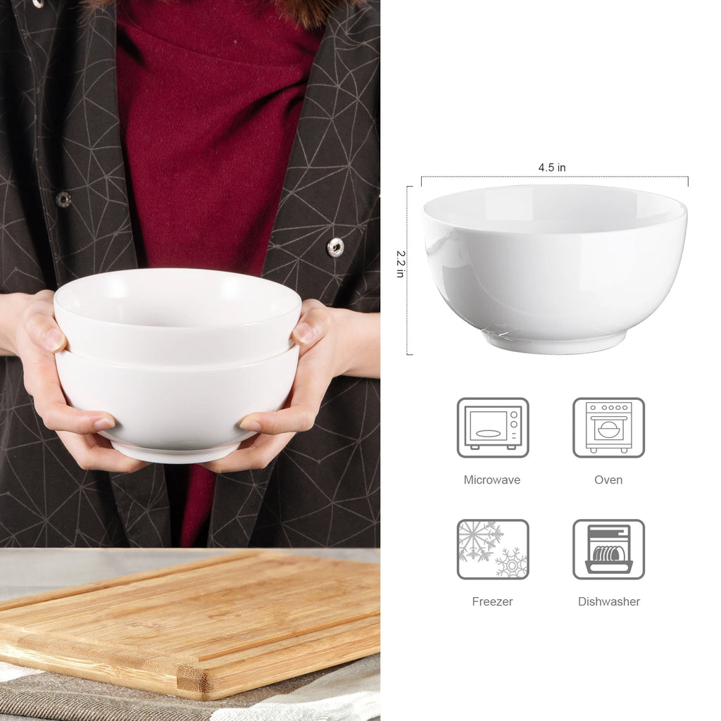 8-10 Ounce Porcelain White Ceramic Bowls