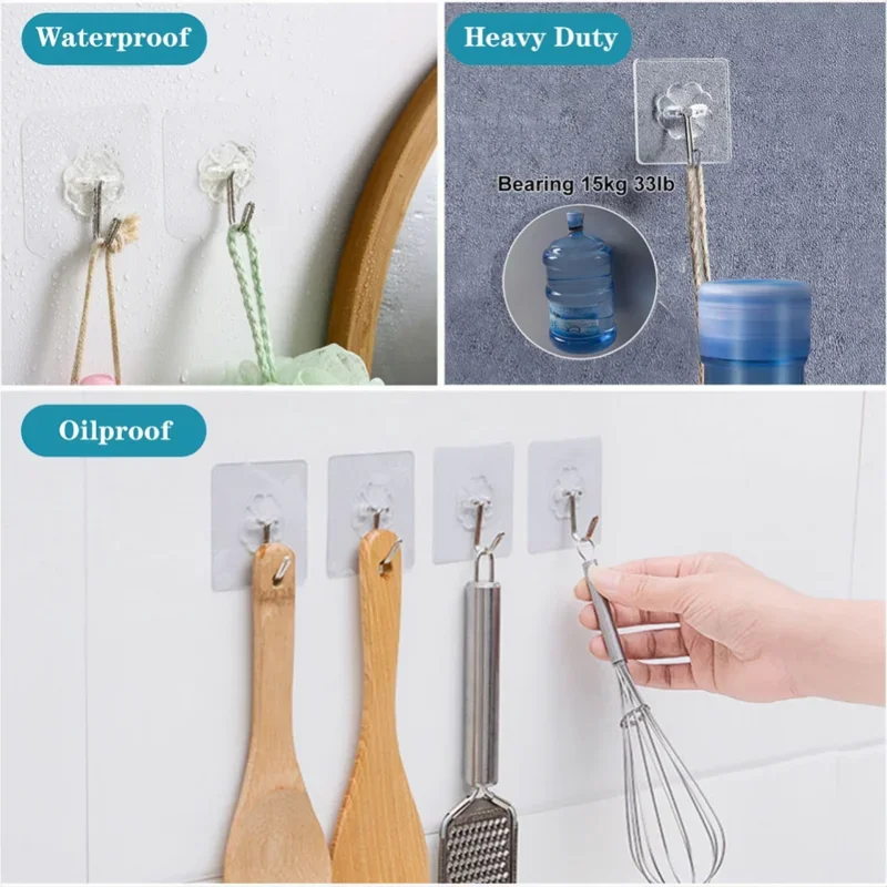 10 strong self-adhesive hooks