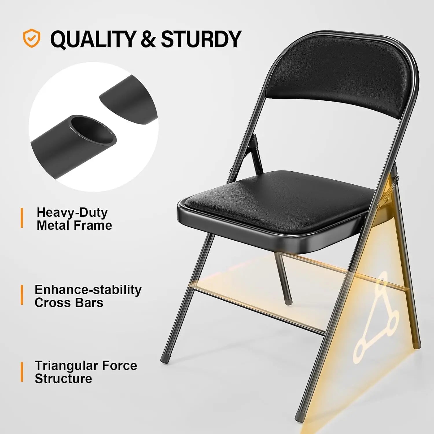 10 Folding Chairs ,Padded Seats, Metal Frame