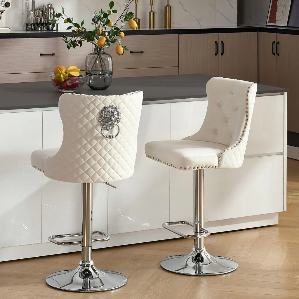 Set of 2 Swivel Chairs with Lion