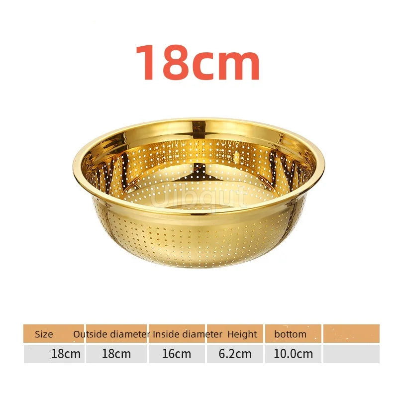 Round Golden Stainless Steel Colander
