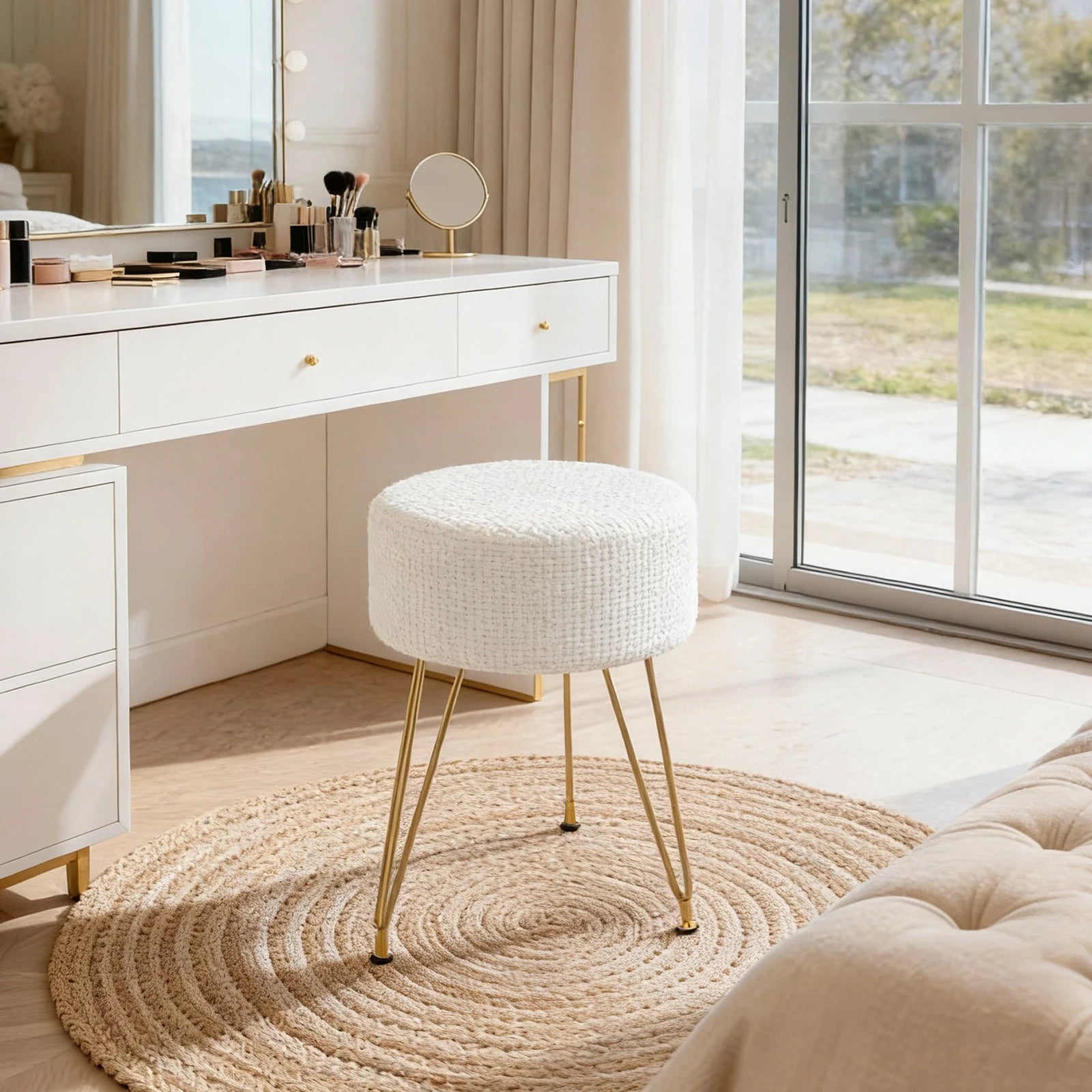 Round Velvet Stool