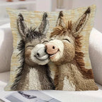 Donkey-Patterned Burlap Pillowcase
