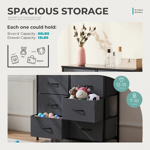 10 Fabric Drawers,  Storage Cabinet