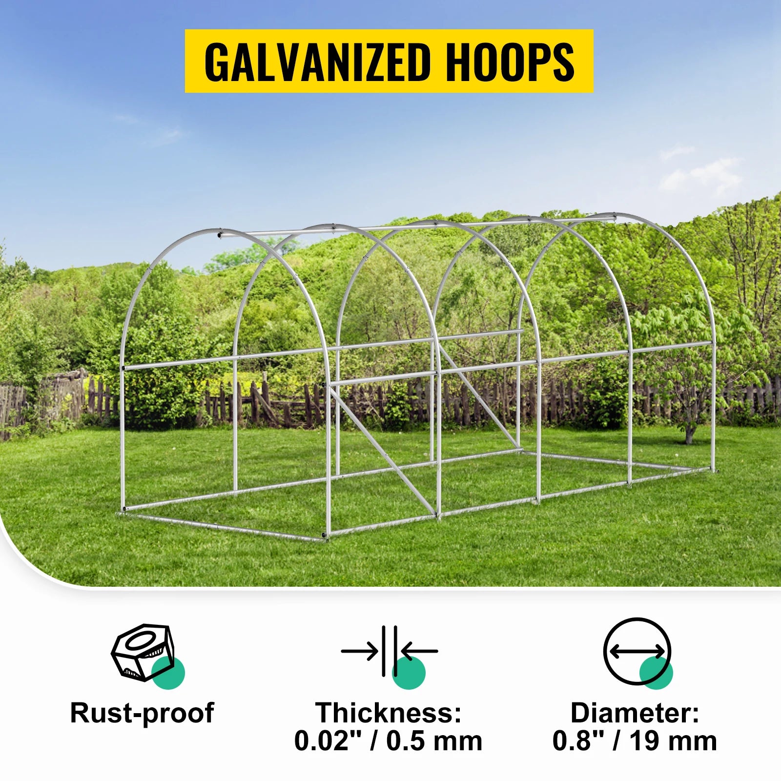Walk-in Tunnel Greenhouse Galvanized Frame, Waterproof 15x7x7/10x7x7/20x10x7/12x7x7 ft