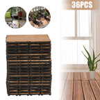 36 Pack Hardwood Patio Wood  12" × 12" Interlocking Patio Tiles