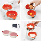 One Set DOUBLE  Microwave Egg Poacher