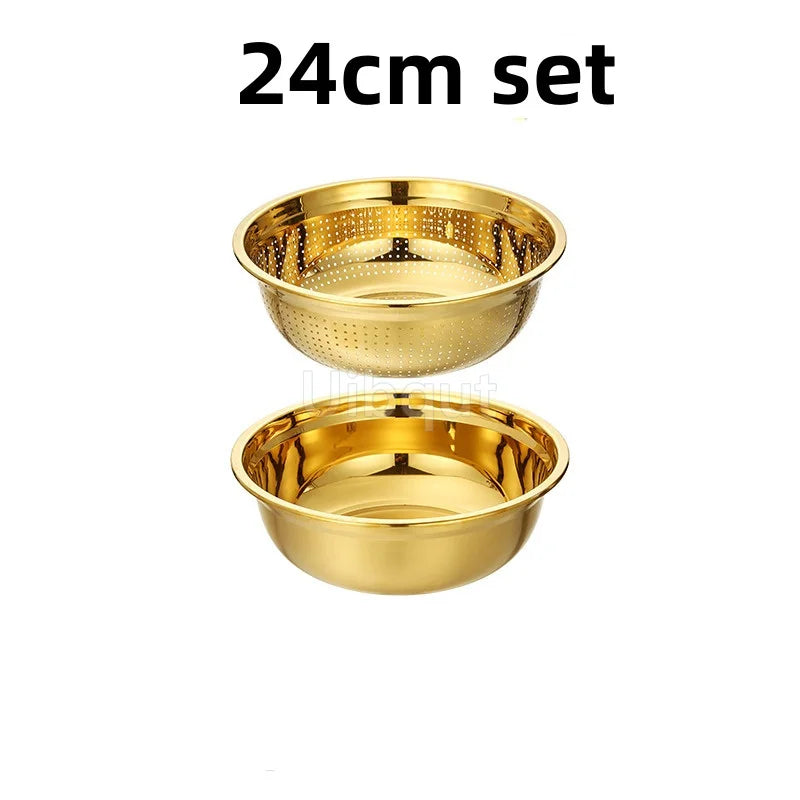 Round Golden Stainless Steel Colander