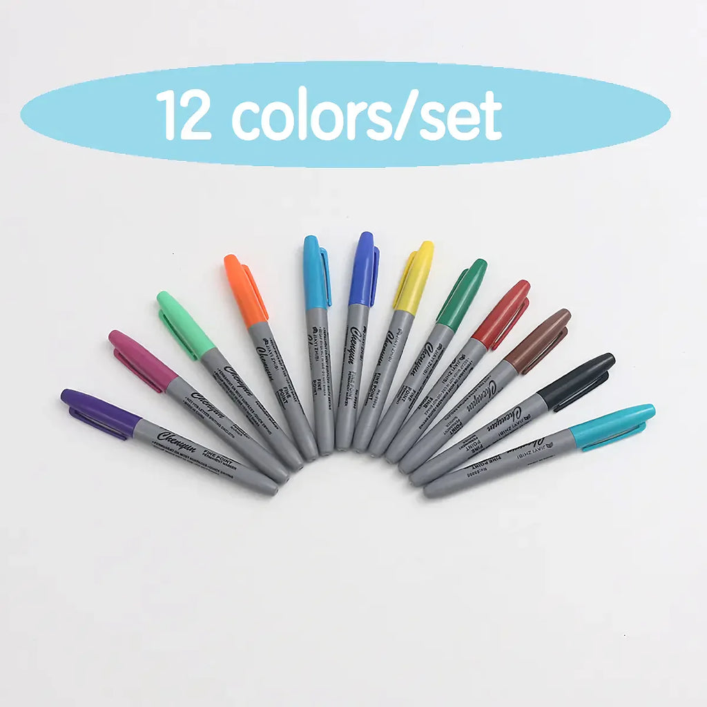 12colors Fine Point Permanent Markers