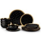 12/24 Pc Ceramic White / Golden Rim Set