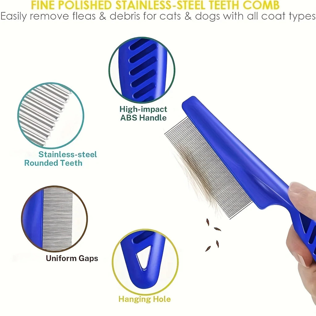 Pet- 4 Flea, Lice Combs, Stainless Steel